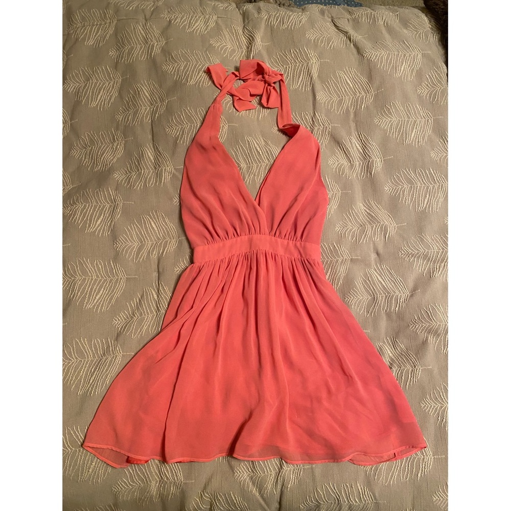 Lavender Brown Halter Dress in pink